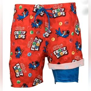 Froot Loops Cereal 6" Inseam Lined Swim Trunks Size-XL